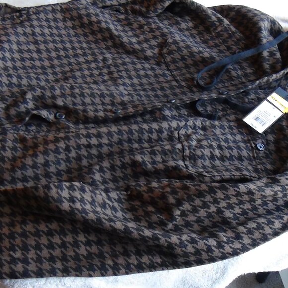 MEN'S Original Use Hoody Jacket Sweater Brown Houndstooth ButtonUp Long Sleeve M - Picture 16 of 16